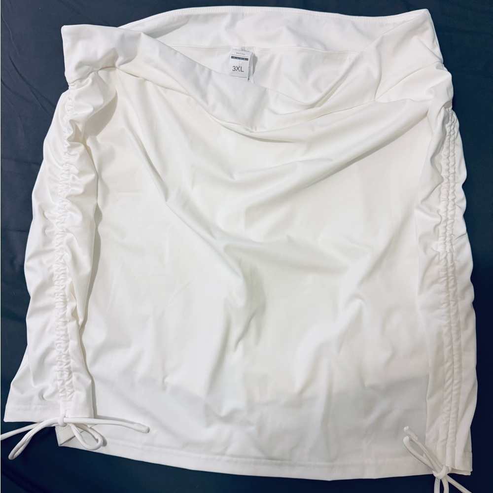 White Ruched athletic Skirt